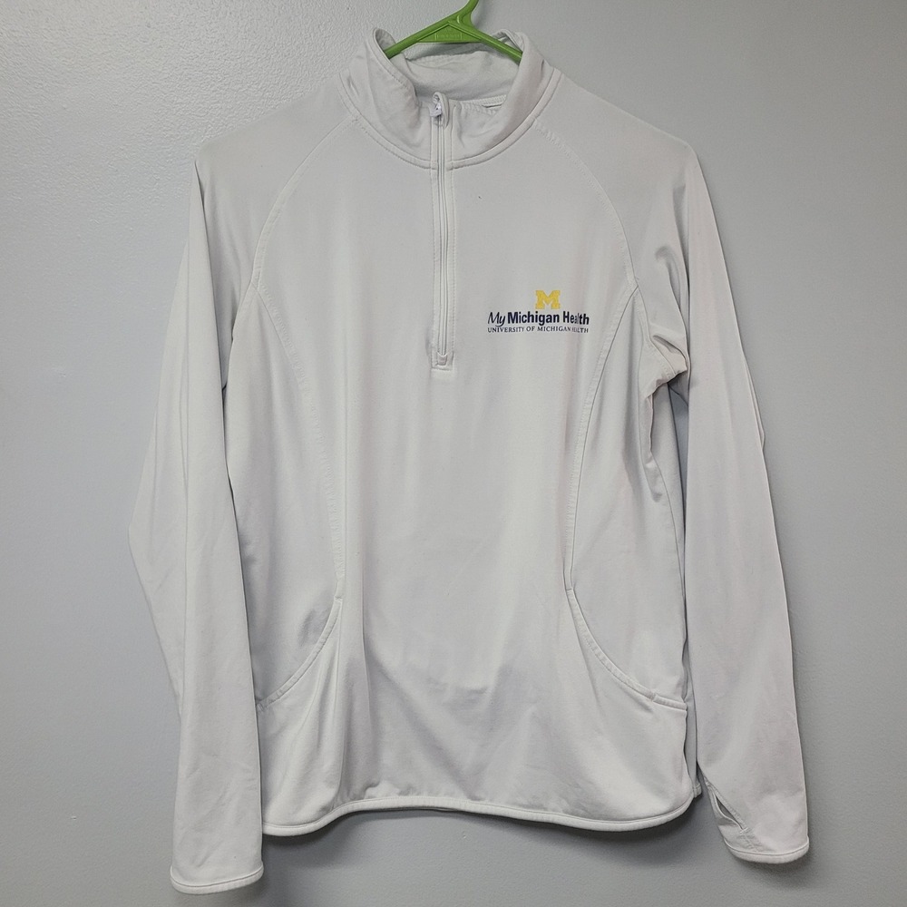 Sport-Tek Womens My Michigan Health Quarter Zip Pullover White Medium LST850